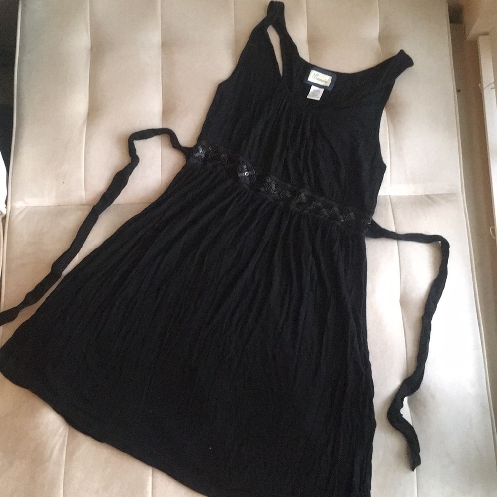 Black Dress with Bead Detailing at Waist